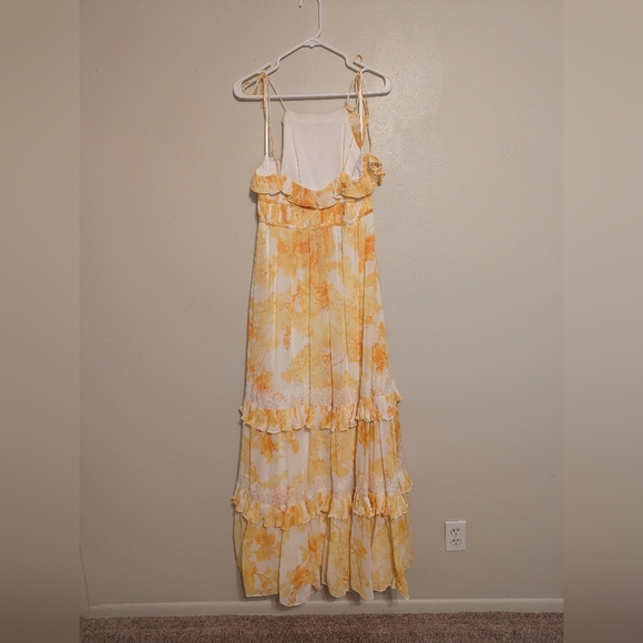 BHLDN Ava Chiffon Yellow Floral High-Neck Ruffled Maxi Dress - NWT! - Picture 6 of 10